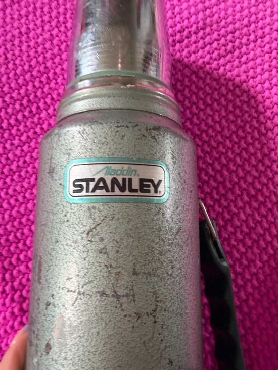 VINTAGE Stanley Aladdin Thermos Us-Made A-944dh Green Metal 1 quart USED - Picture 5 of 6